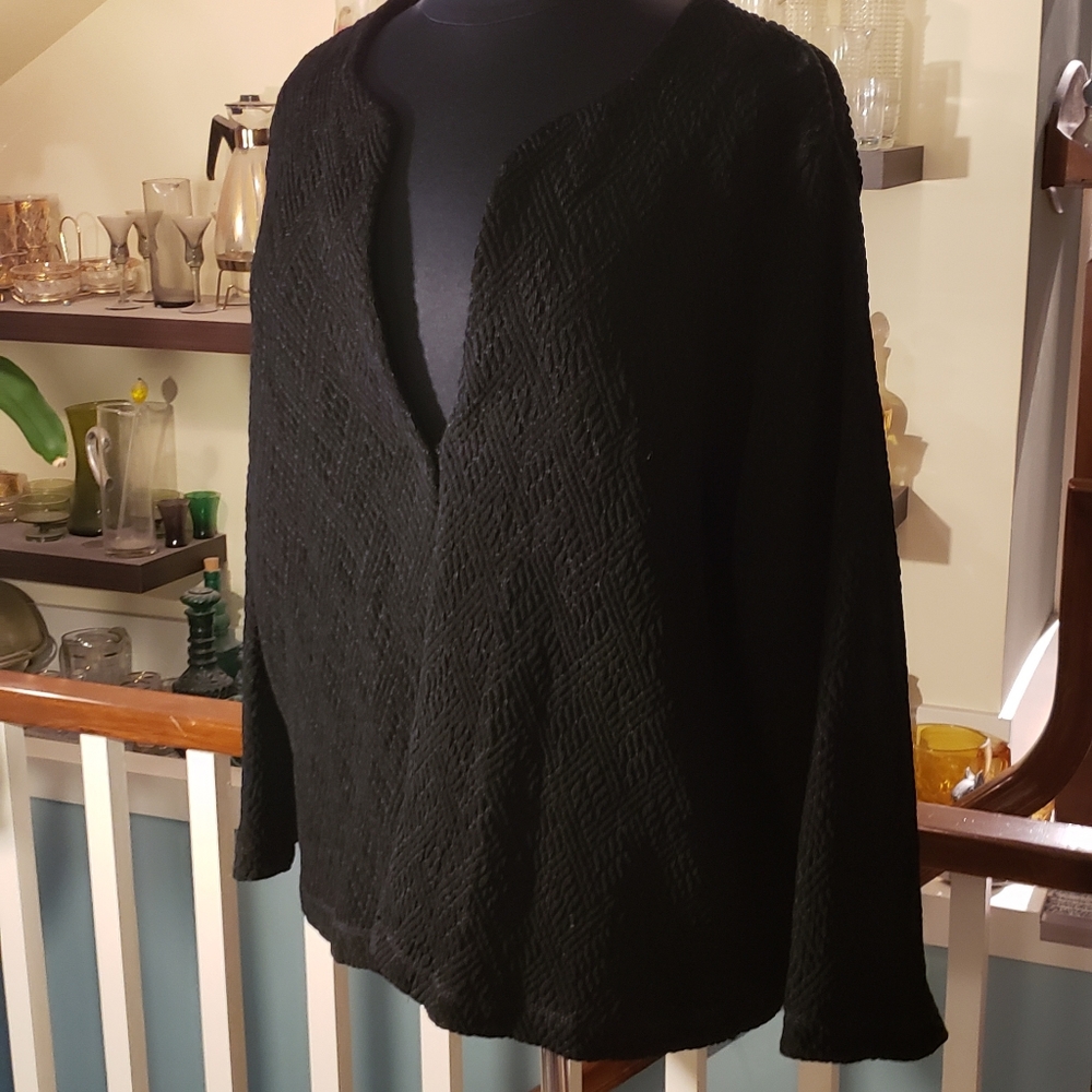 Citi Knit Womans Midweight V-neck BlackKnit Relaxed Fit Topcoat